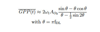 Fig. 7 Fourier-method for gross production (GPP) estimation according to Cox et al. (in prep.) (ω1 = angular frequency of the Fourier transformation, AO2 = continuous oxygen data series measured from the field, fDL = fraction of daylight over a 24h time-period)